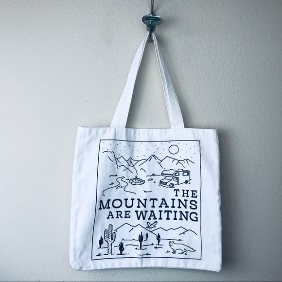 Forever 21 Handbags - Cotton canvas tote bag The Mountains Are Calling